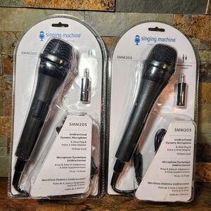 2- Singing Machines • Wired Microphone Plus Adapter • SMM-205 • Unidirectional